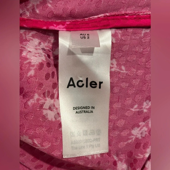 Acler Womens Dress Pink Size 2 Evanston Satin Wrap Collar Drape Shirtdress Mini - Picture 8 of 9